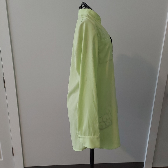 Lime Button Up Blouse Size 6 - Picture 3 of 4